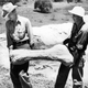Workers removing a fossil during the survey.